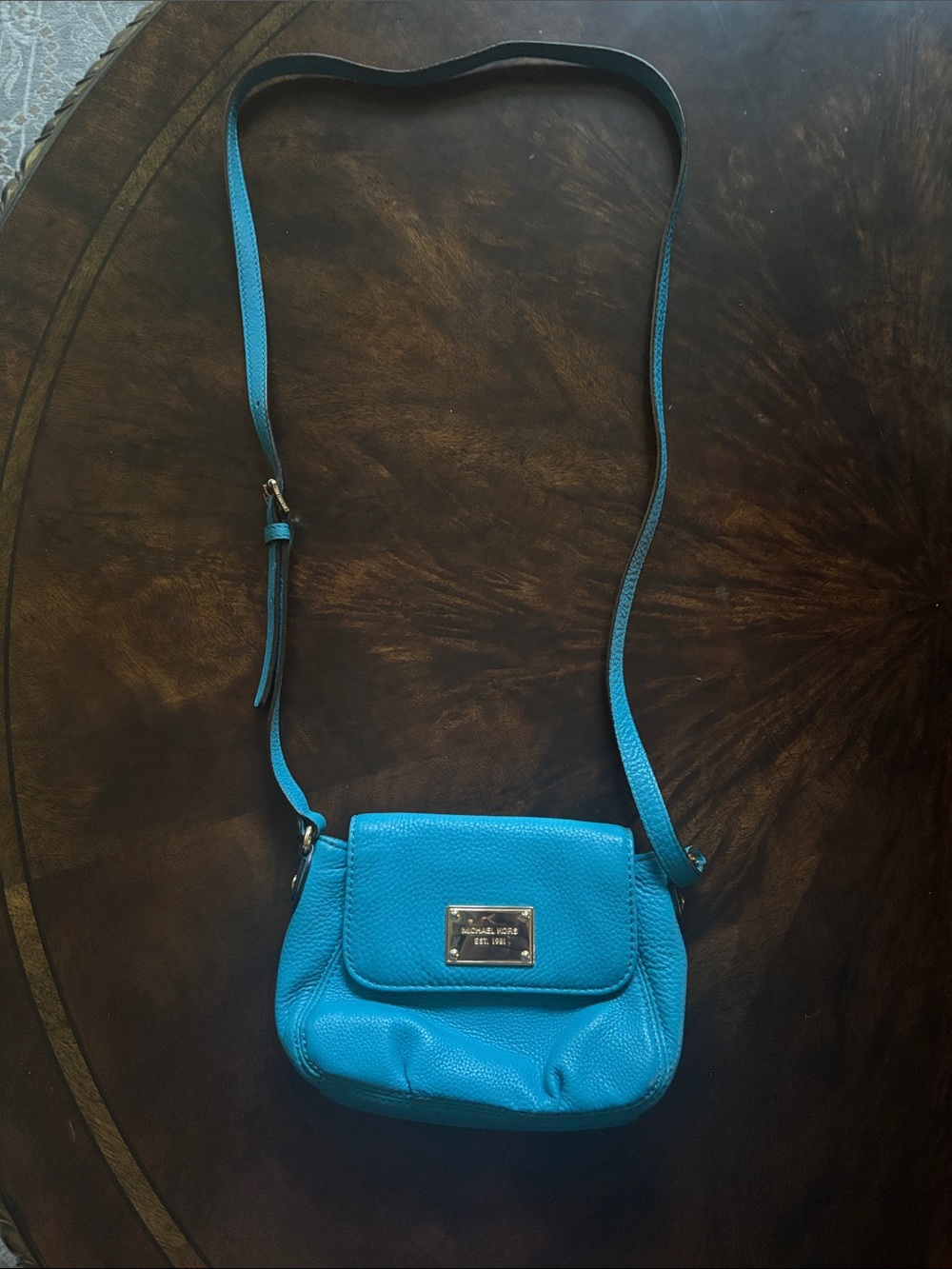 Michael Kors Turquoise Pebbled Leather Crossbody Bag